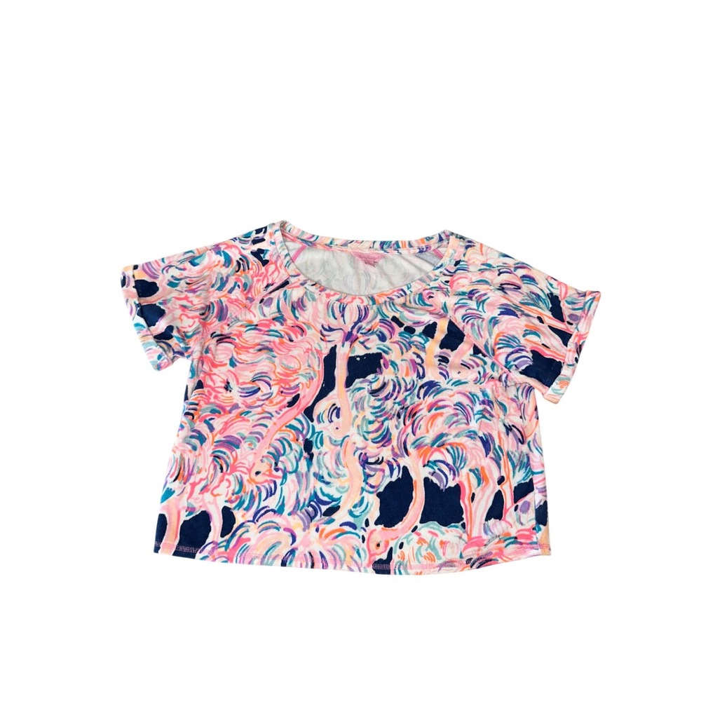 Lilly Pulitzer Women's Med Shirt Dossie Pelican Ostrich Terry Cloth Preppy